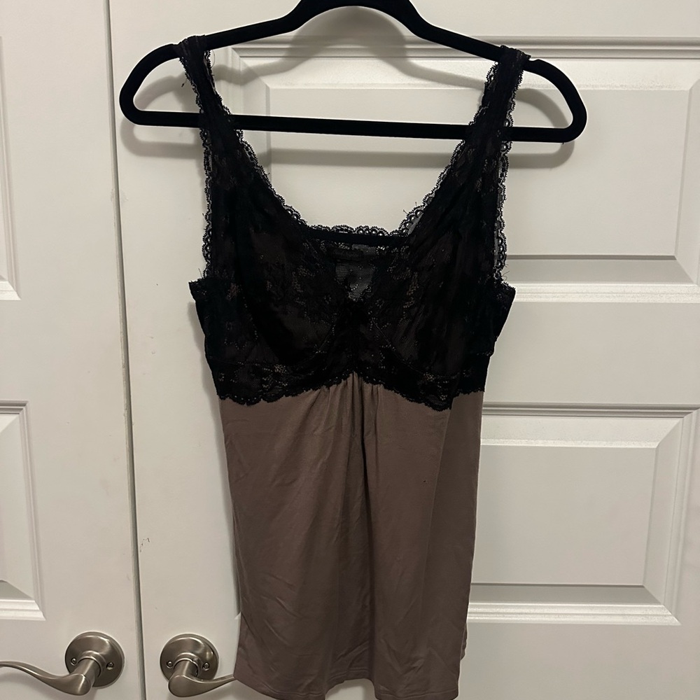 Chic Black Lace and Brown Chemise